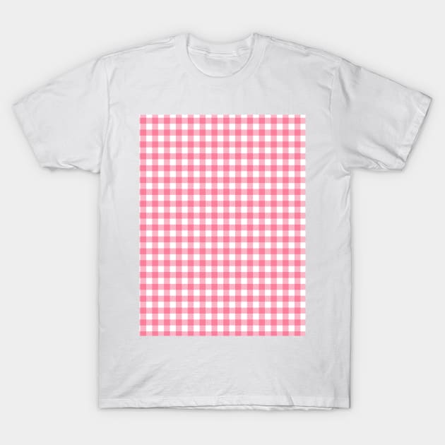 Pink White Checkered T-Shirt by mareescatharsis